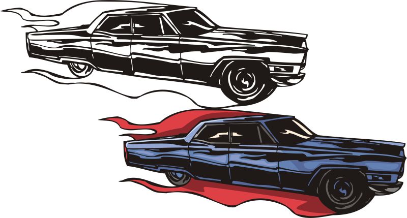 创意矢量老式深蓝色的汽车插图