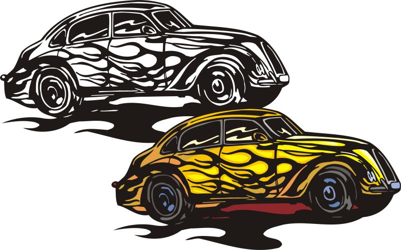 创意矢量黄色老爷车的插图设计