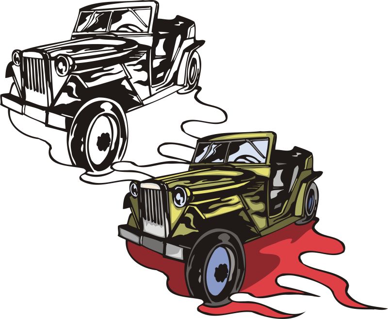 创意矢量老式卡车的插图设计