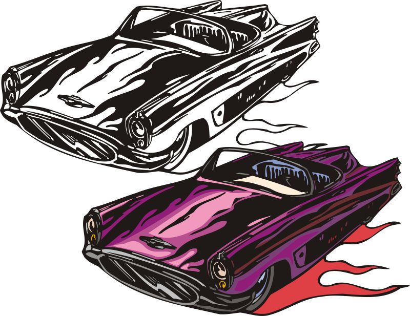 矢量紫色轿车的插图设计