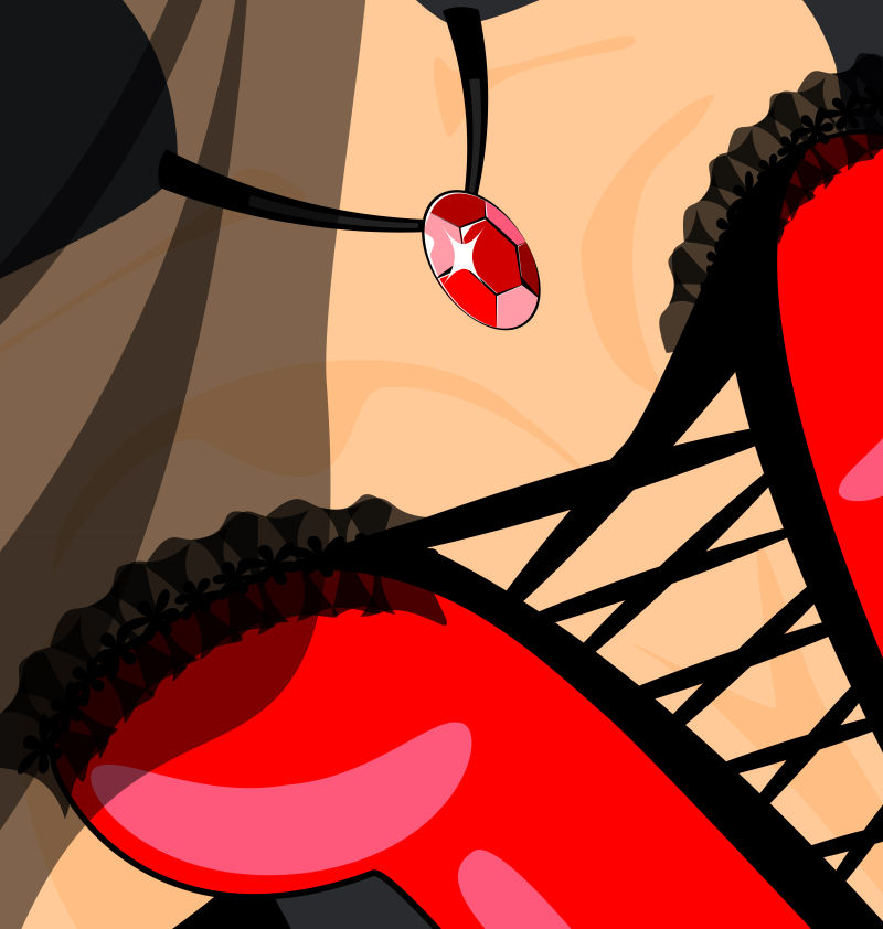 矢量戴宝石项链的内衣美女