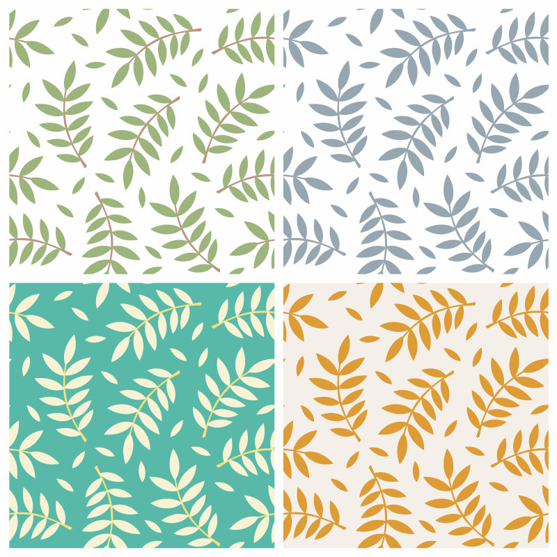 抽象矢量彩色叶子元素插图 