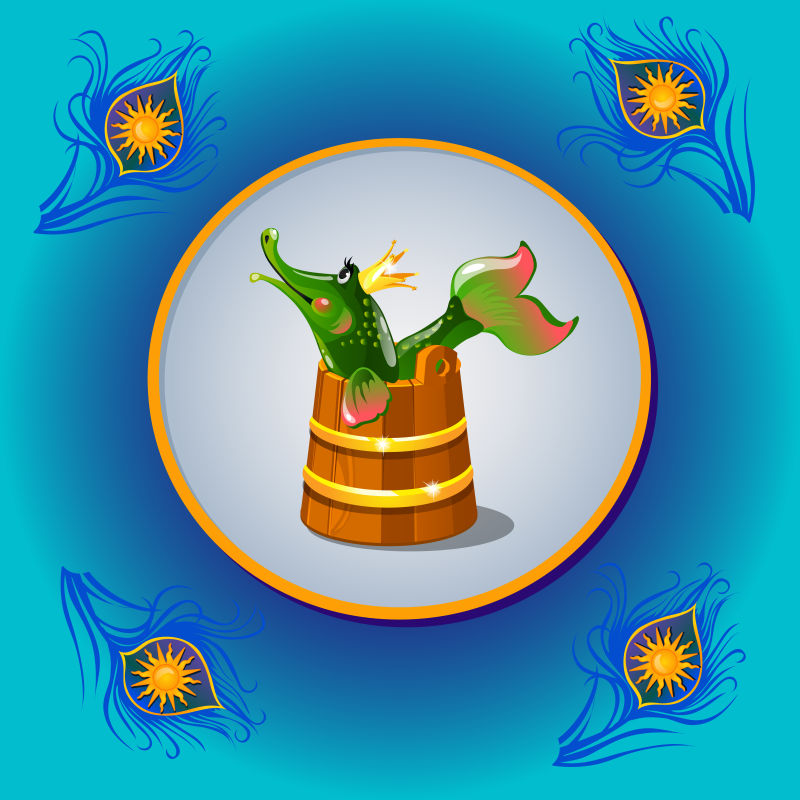 水桶里的鱼矢量插图