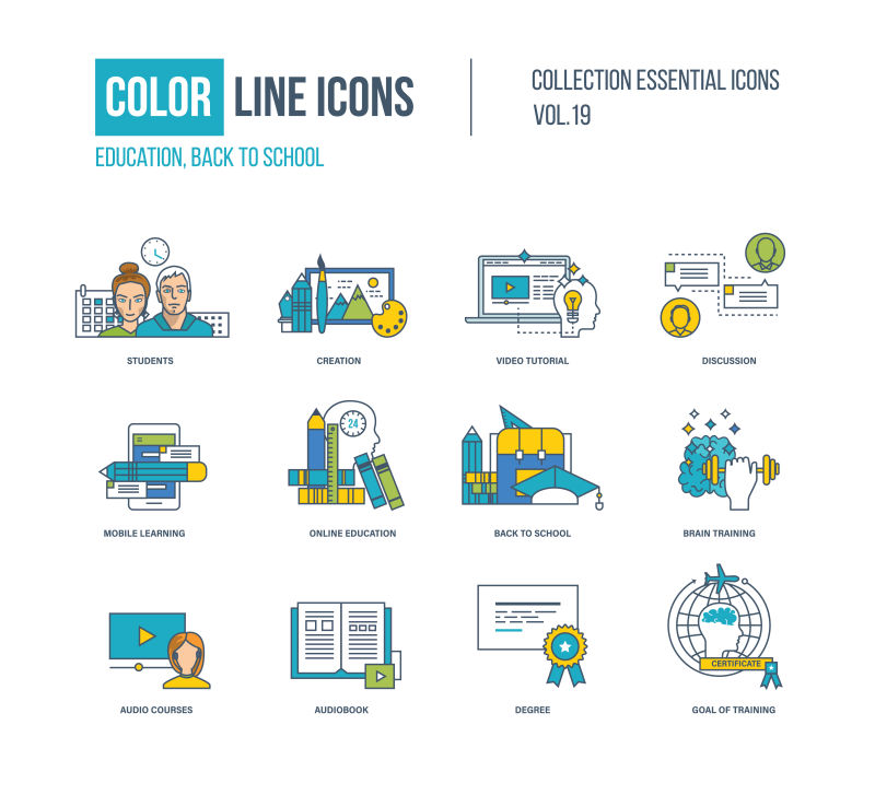 学习概念图标矢量设计