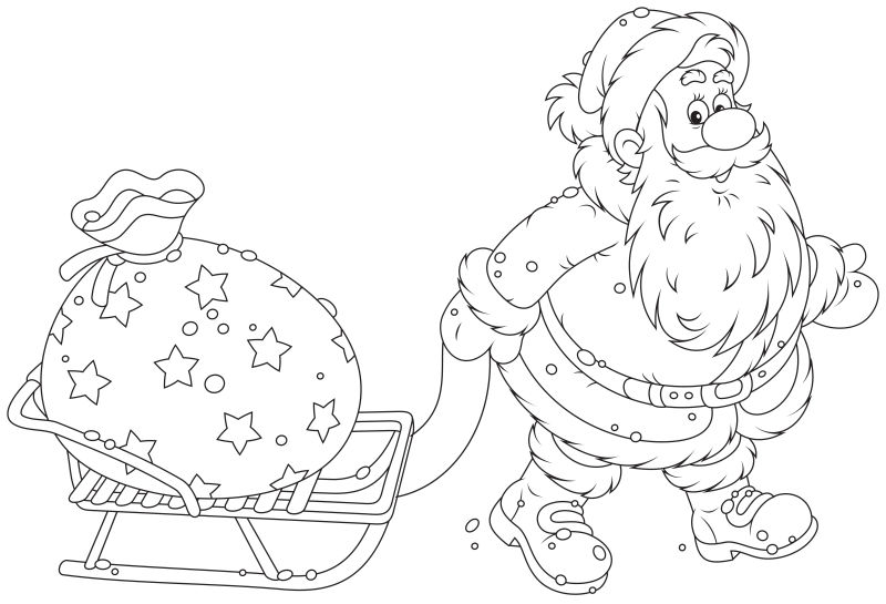圣诞老人和雪橇简笔画图片