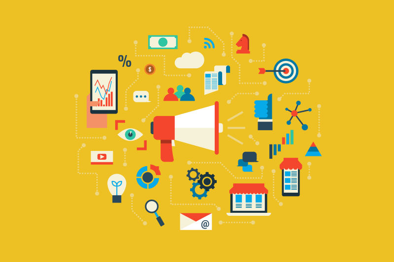 营销概念矢量平面插图