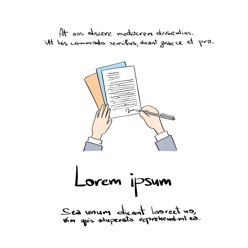 创意矢量签订合约的卡通插图