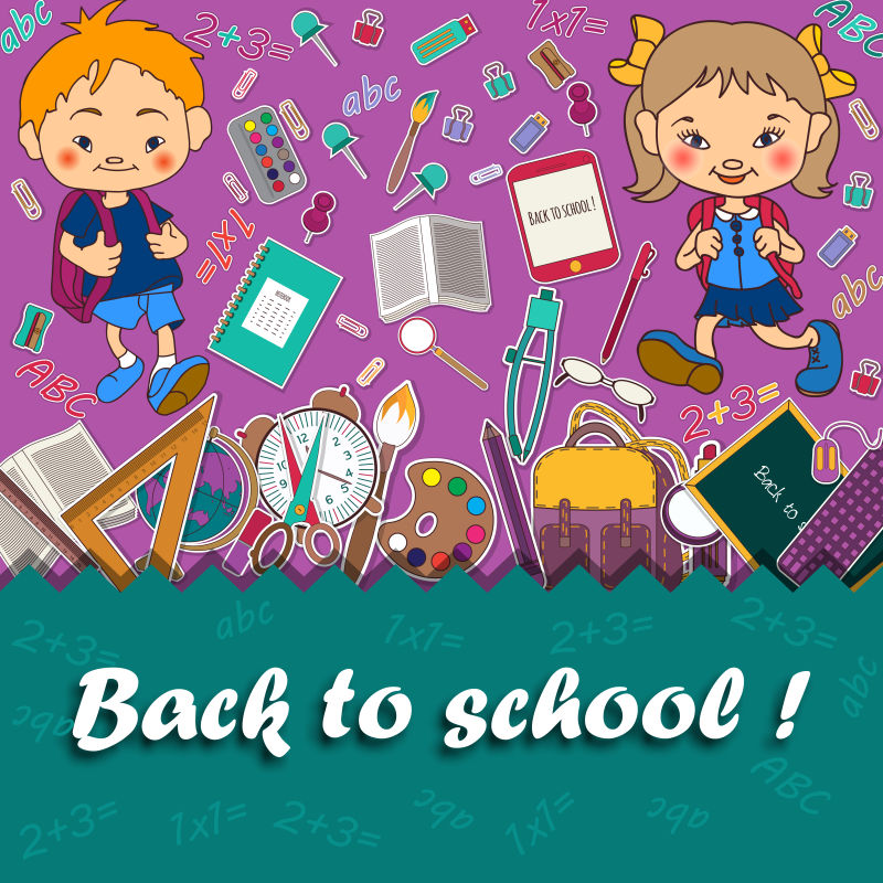 回到学校概念的矢量背景