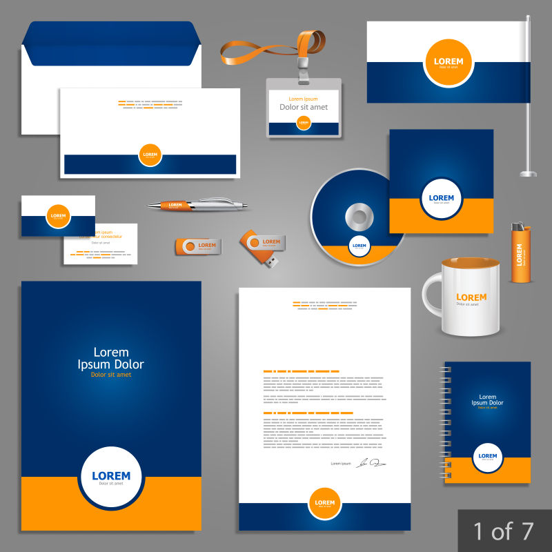 创意矢量蓝色橙色创意企业宣传设计