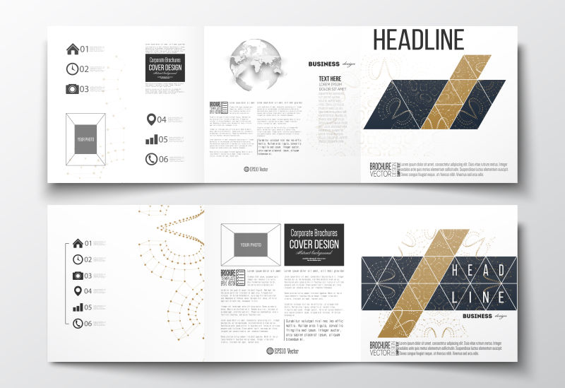 宣传三折小册子矢量设计