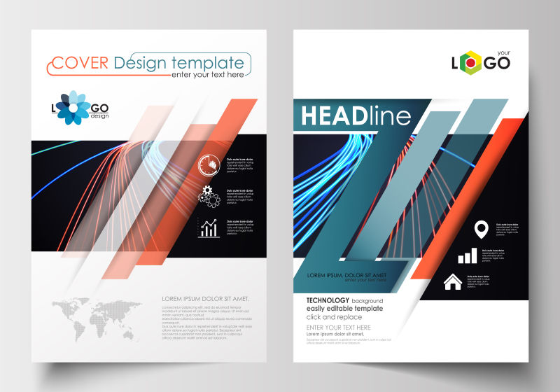 抽象图案的矢量宣传册设计