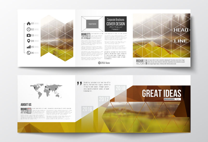 三折的宣传小册子矢量设计