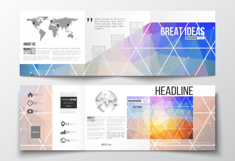 矢量的彩色几何图案宣传册设计