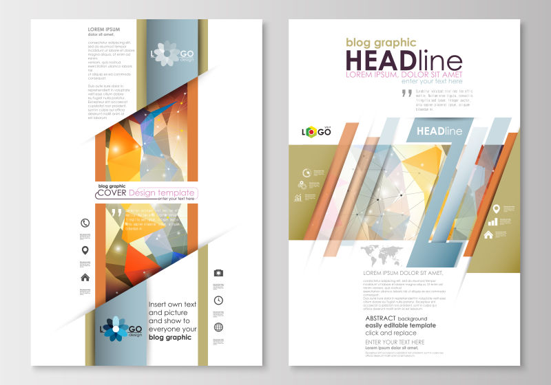 彩色几何图案杂志矢量设计