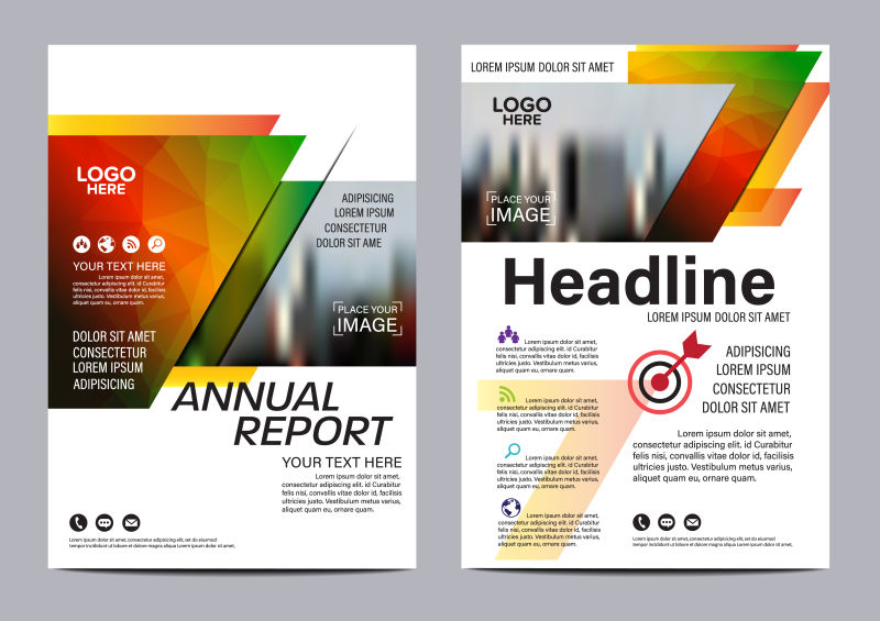 矢量彩色几何风格的宣传册设计插图