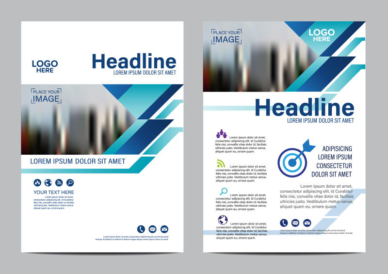 矢量蓝色几何风格的小册子设计