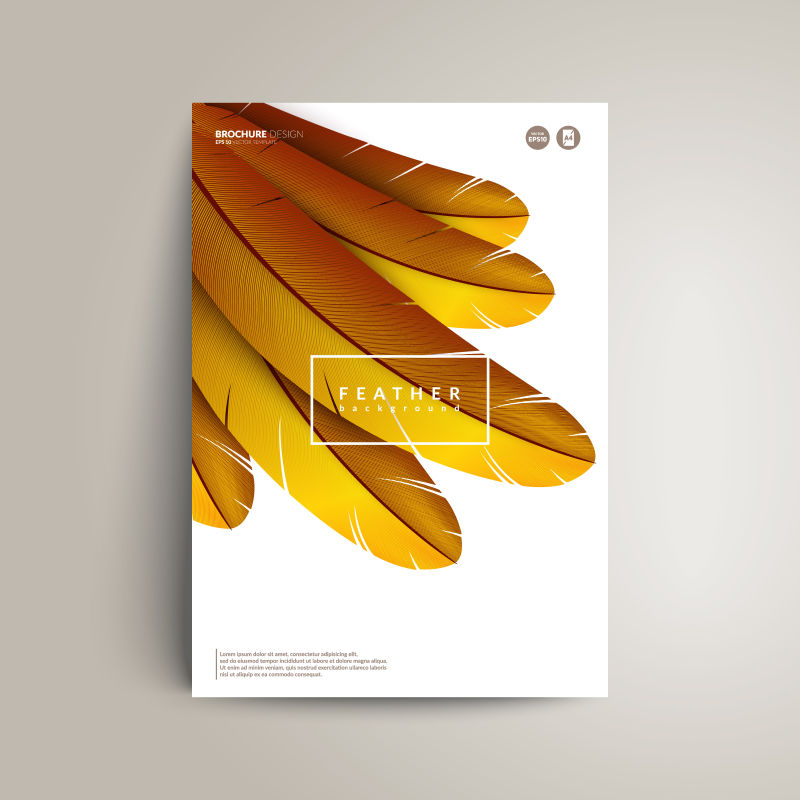 矢量黄色羽毛元素的书籍封面设计