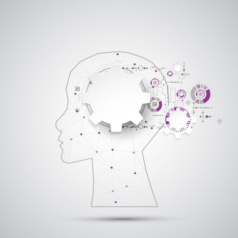 矢量紫色创造性大脑概念背景
