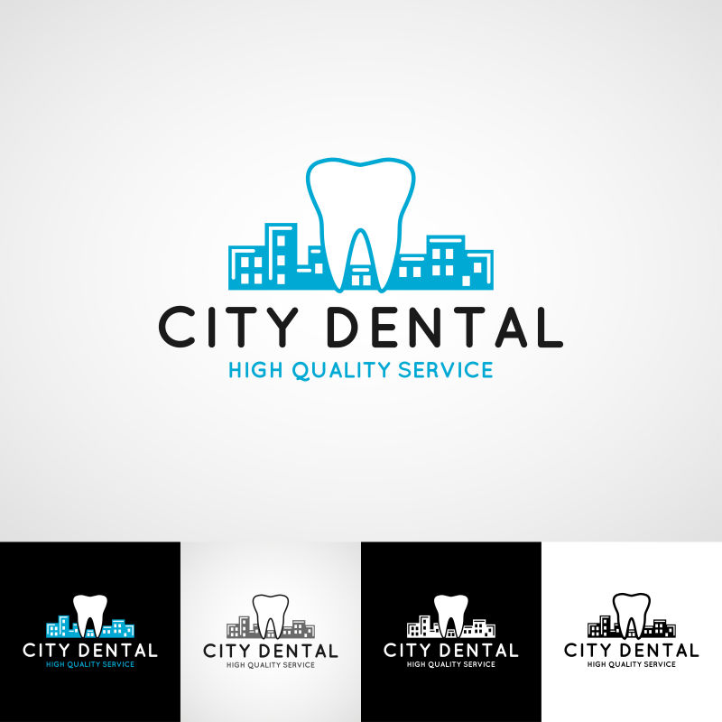 矢量城市牙科诊所的标志设计