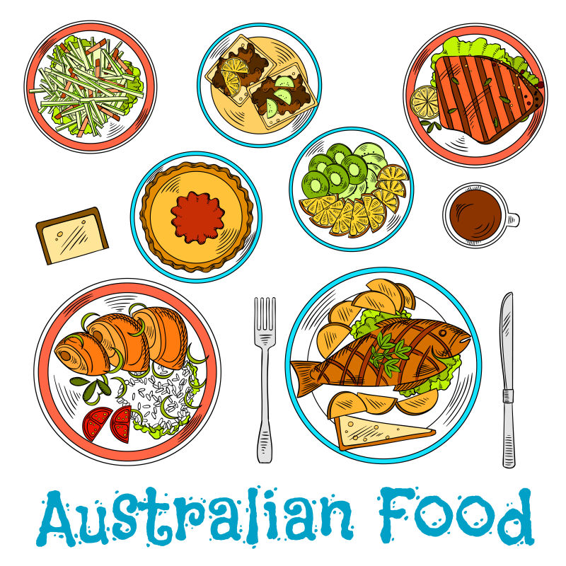 矢量的澳大利亚美食插图