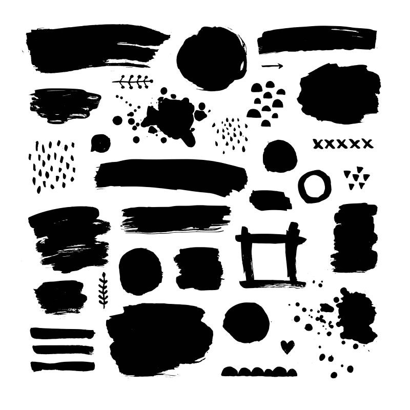 矢量抽象黑色笔触插图