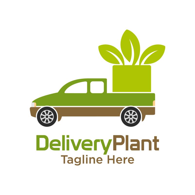 创意矢量绿色植物送货概念标志设计