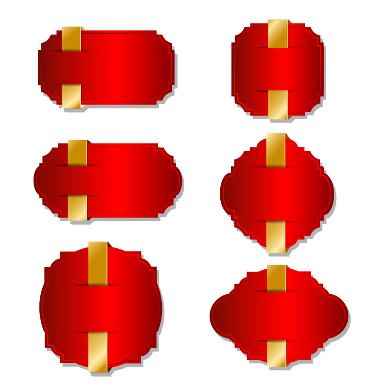 白色背景上的矢量红色标签