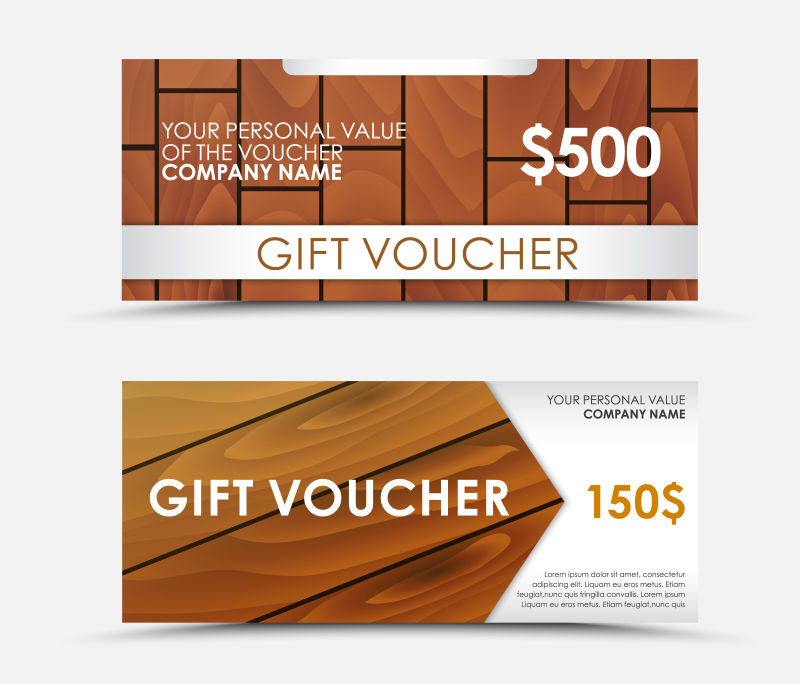 矢量的木板背景折扣券设计