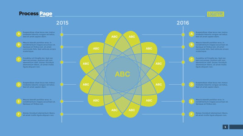 矢量对称花型的信息幻灯片设计
