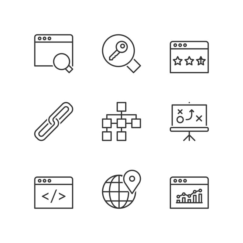 互联网搜索主题的矢量线形图标设计