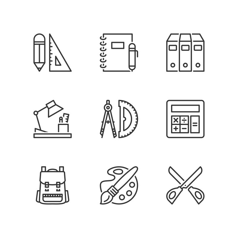 矢量的校园用品图标