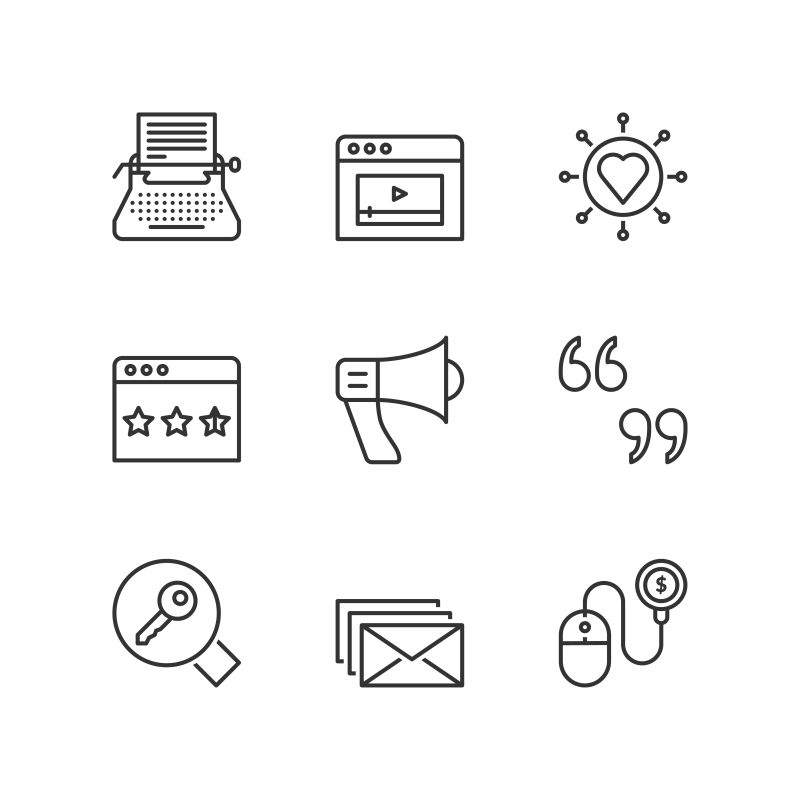 线形在线营销图标矢量设计