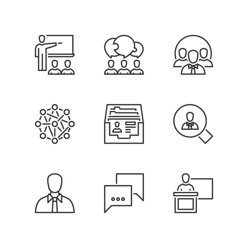 商业主题的矢量线形图标设计