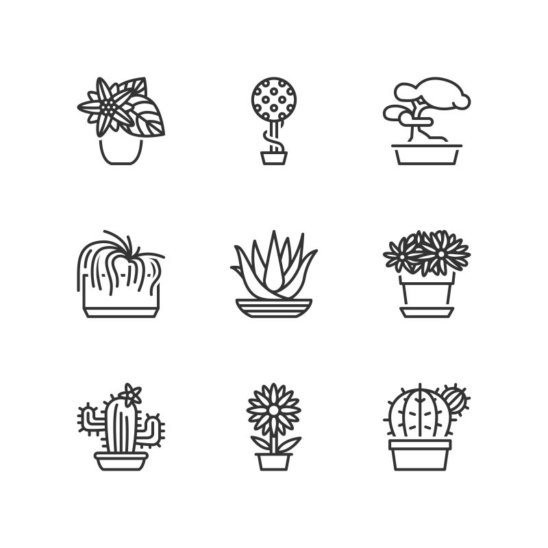 线形植物图标矢量设计