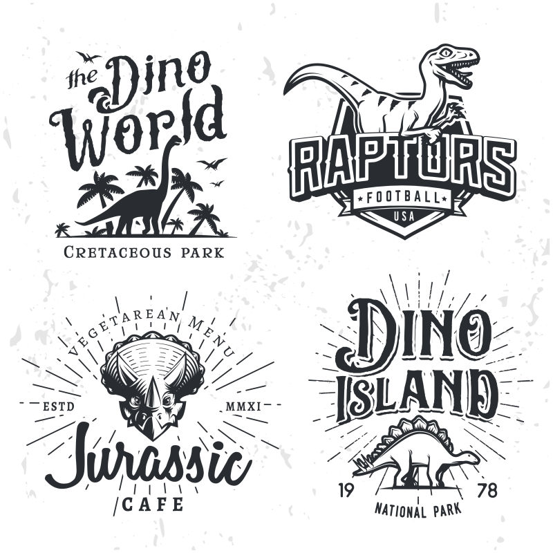 黑白的恐龙公园标志矢量设计