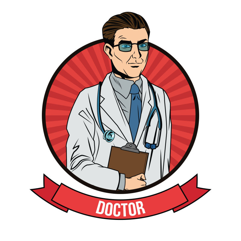 白色背景上的矢量医生图标