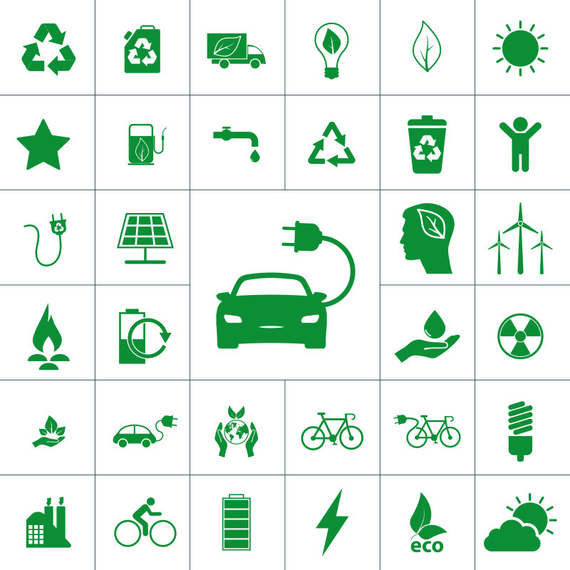创意生态图标矢量插图