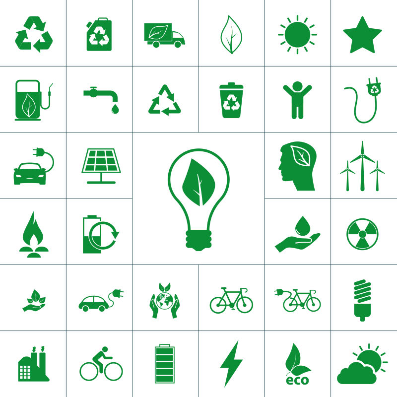 创意生态保护概念的矢量图标设计