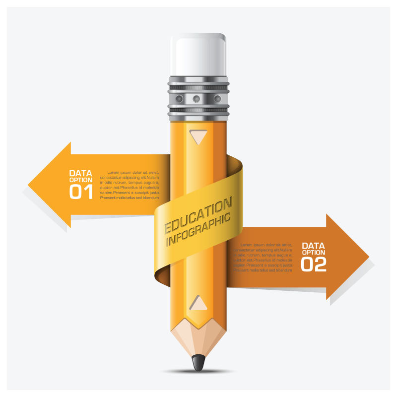 箭头和铅笔图案的矢量信息表