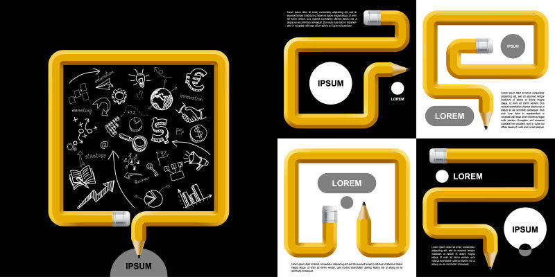 弯曲的铅笔矢量插图