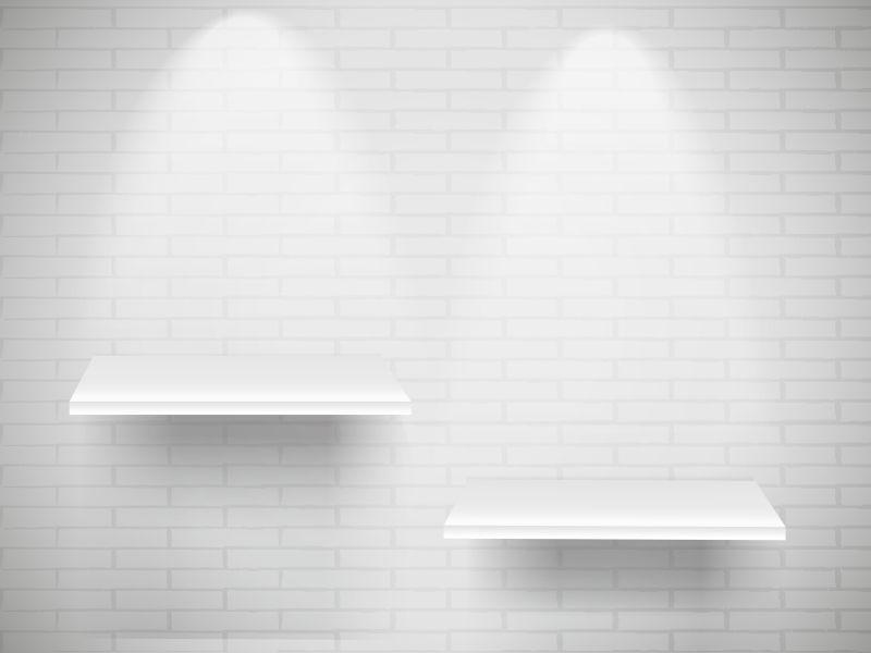 带照明的空白白书架