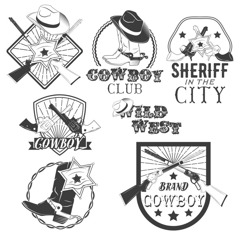复古的西部牛仔标志矢量设计