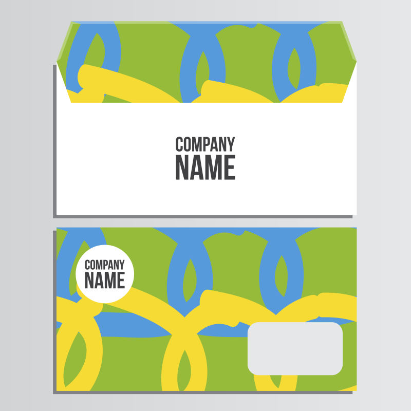 彩色抽象花纹的矢量信封设计