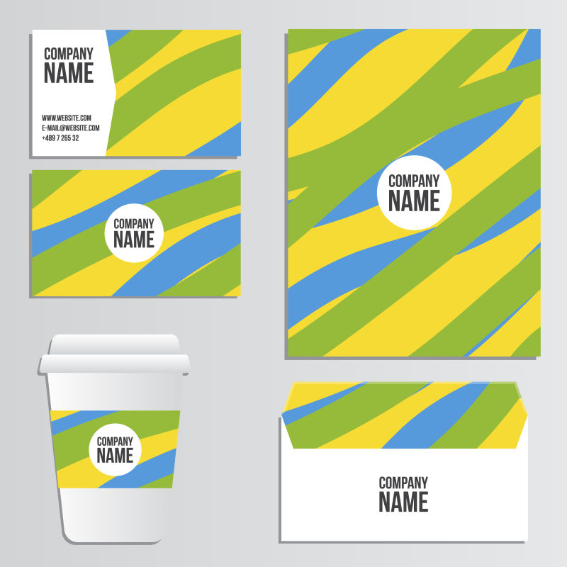 彩色条纹图案的公司vi矢量设计