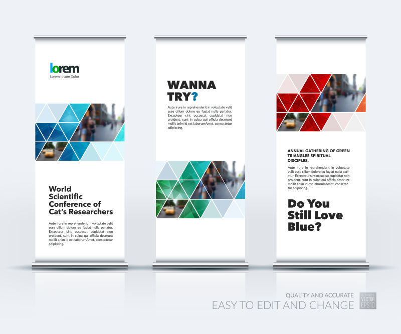 矢量彩色现代几何风格的竖式横幅设计