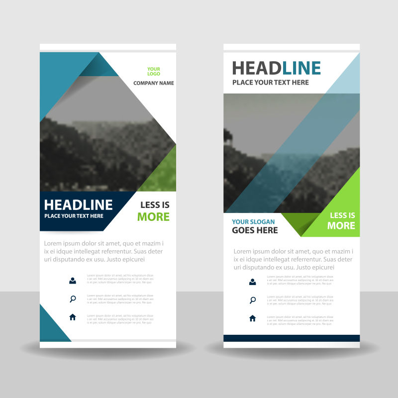 创意矢量绿色主题的竖式横幅设计