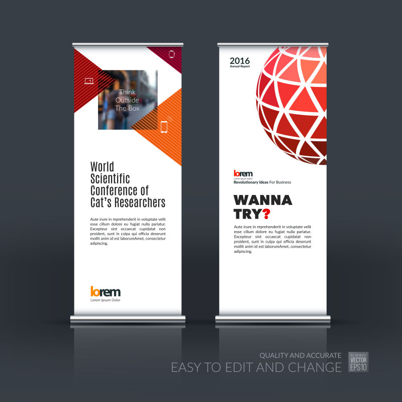 矢量红色几何风格的竖式横幅设计