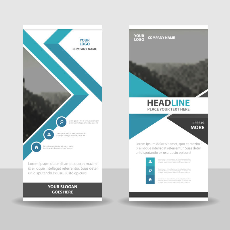 抽象矢量绿色几何元素的竖式横幅设计