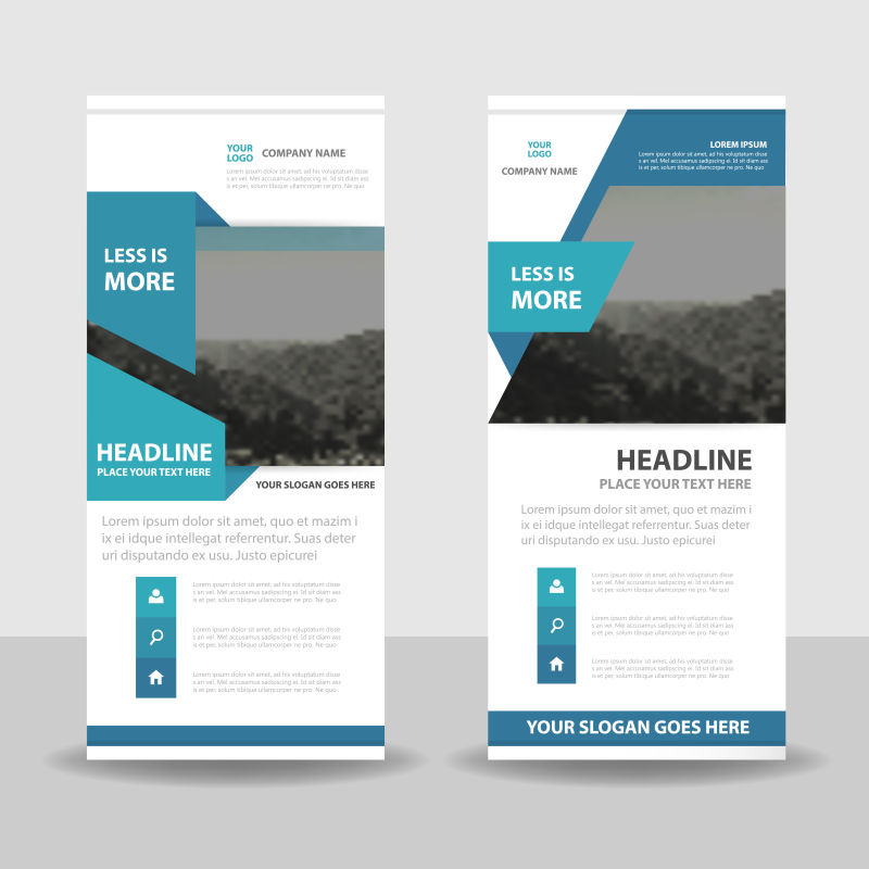 创意矢量绿色几何元素的竖式横幅设计