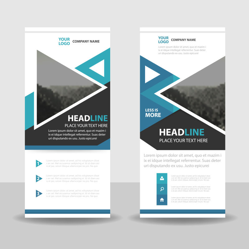 矢量抽象绿色几何竖式横幅设计